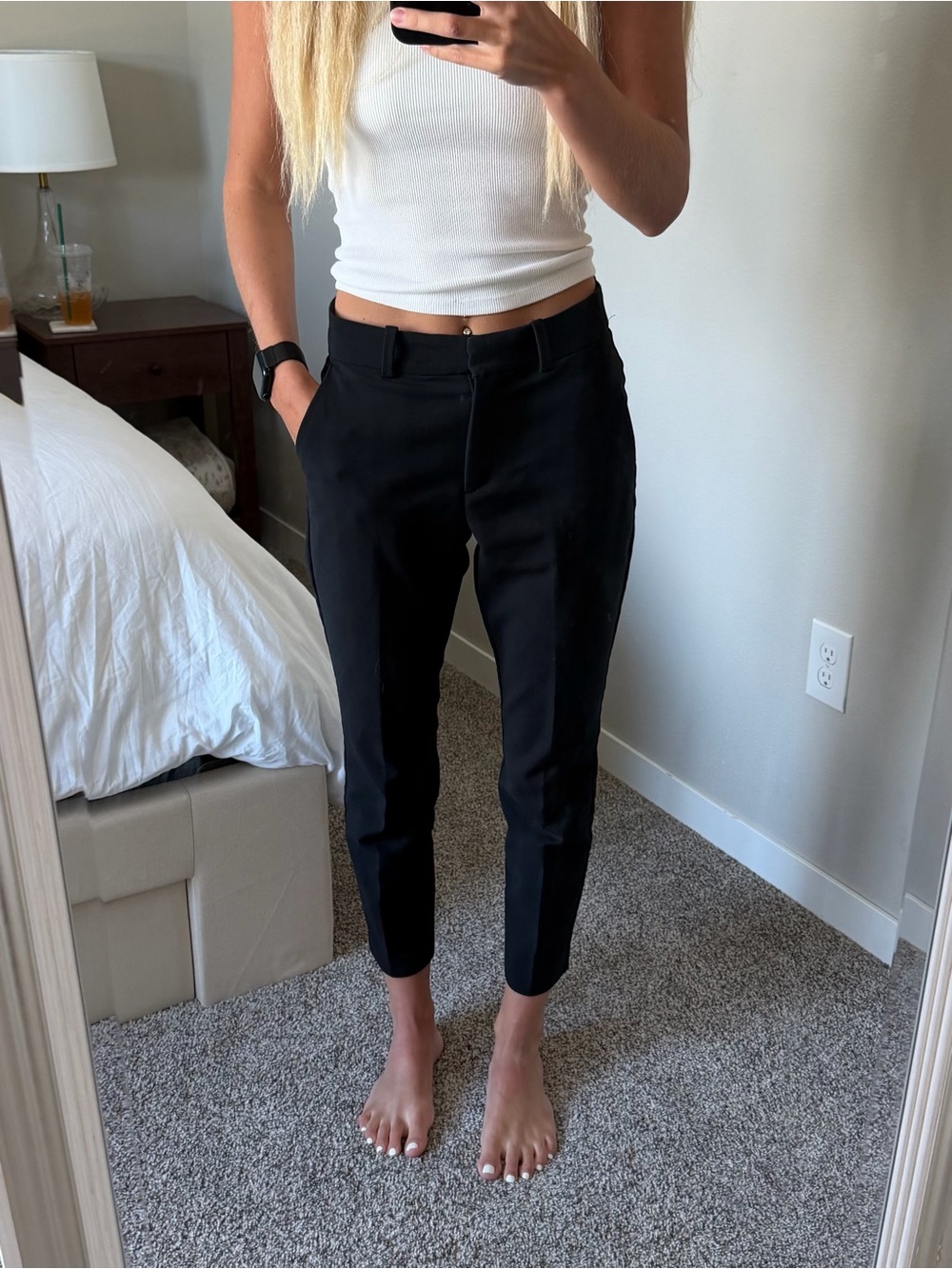 H&M Black Cropped Tailored Trousers